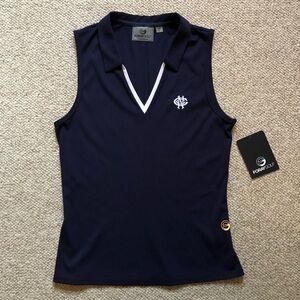 Foray Golf  Women's Navy Blue Ribbed V-Neck Sleeveless Polo